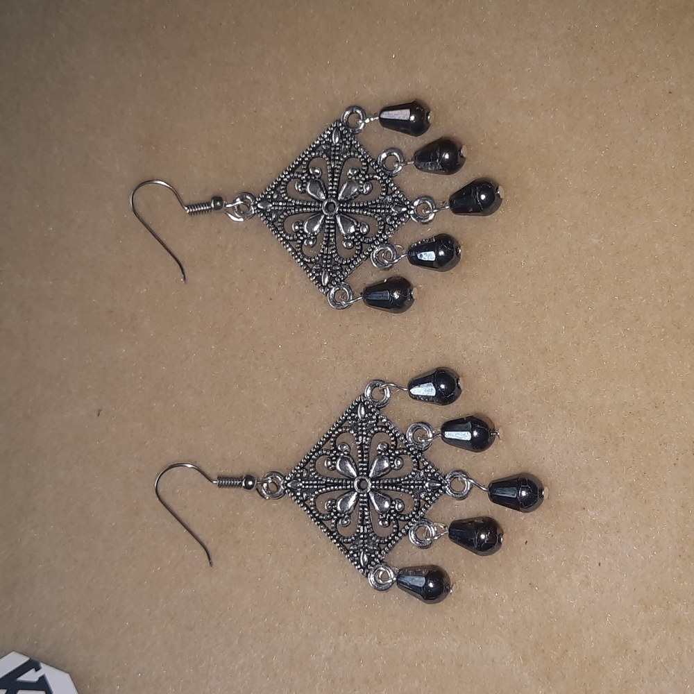 Silver ornate chandelier earrings